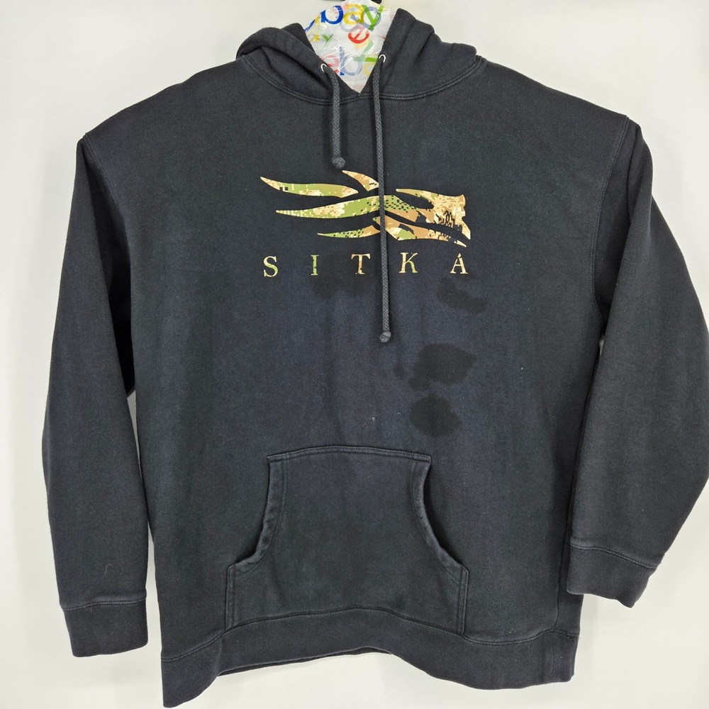 Sitka‎ Hoodie Mens 2XL Pullover Digital Camo Lettering Graphic Sweatshirt FLAWS